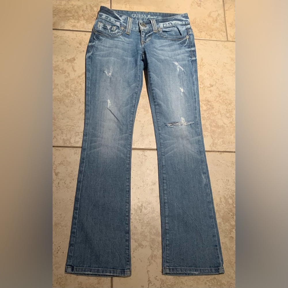 GUESS PREMIUM LOS ANGELES  Blue Distressed Bootcut Women's Jeans